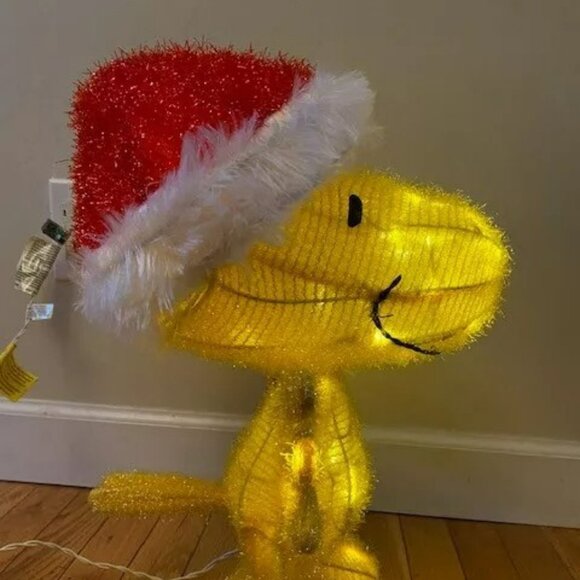 Peanuts 18" Pre Lit Woodstock with Santa Hat Outdoor Holiday Yard Art - Picture 5 of 6